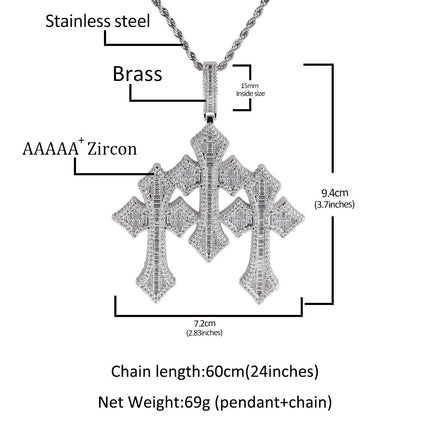 Retro Cross Pendant Fashionable Copper Inlaid Zirconia Necklace