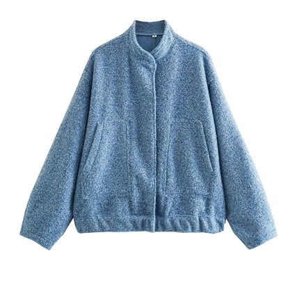 Stand-up collar plain coat