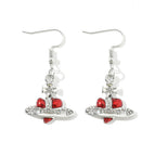 Red peach heart earrings / 18K