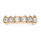 Rose gold large round diamond upper teeth