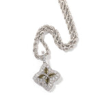 Silver olive green zirconium + 3mm24inch twist chain