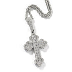 (Large Cloud Cross) Silver + 3mm24inch twist chain