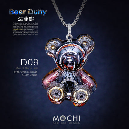 Creative Cyberpunk Duffy Bear Couple Necklace Sweatshirt Pendant