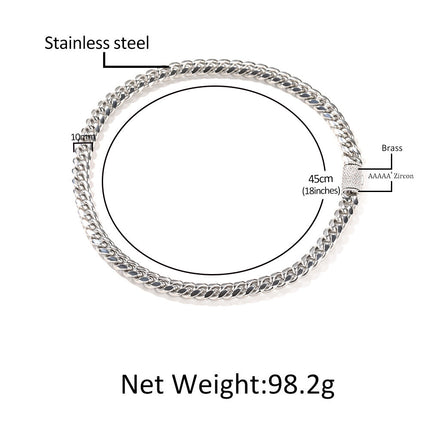 Hip-hop zircon stainless steel zircon necklace