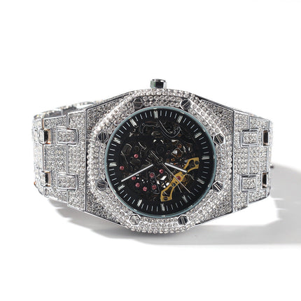 Hip Hop Full Diamond Hollow Case Mechanical Watch