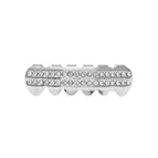 Silver, lower teeth (2 rows of diamonds)