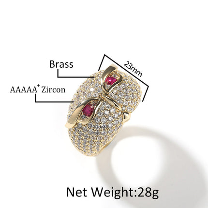 Hip-hop creative owl zircon-encrusted ring