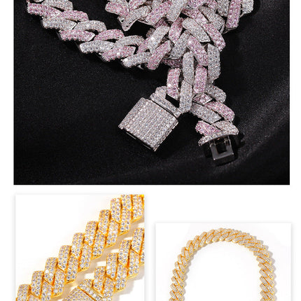 Hip-hop bar-style Cuban zircon-encrusted necklace