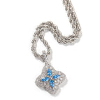 Silver sea blue zirconium + 3mm24inch twist chain