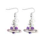 Purple peach heart earrings / 18K