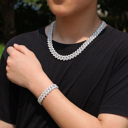 Hip-hop bar-style Cuban zircon-encrusted necklace