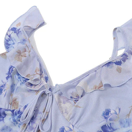 Yellow Floral Maxi Dress | Retro V-Neck Summer Party Gown -femstylo