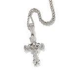 Silver rose cross pendant + 3mm24inch twist chain