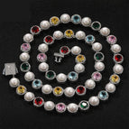 (Silver) Pearl multicolored necklace / 7Inch bracelet