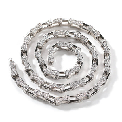 Hip Hop Rhinestone 5mm Bicycle Chain Necklace