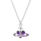 Purple peach heart necklace / 18K