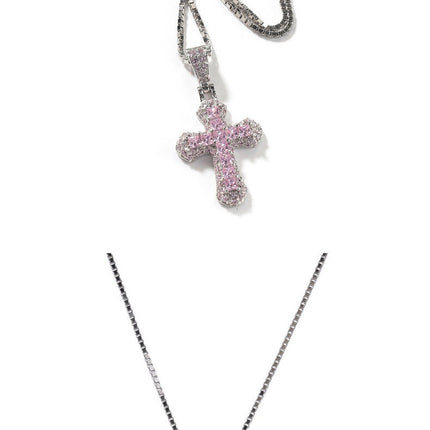 Gold-plated, diamond-encrusted mini cross necklace