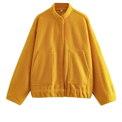 Stand-up collar plain coat