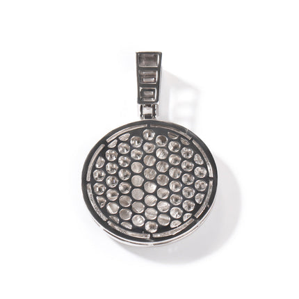 Hip-hop round disc zircon-encrusted praying hands pendant