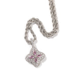 Silver pink zircon + 3mm24inch twist chain