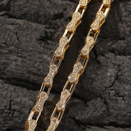 Hip Hop Rhinestone 5mm Bicycle Chain Necklace