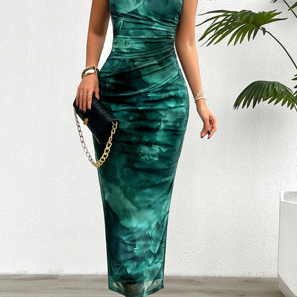2024 Spring and Summer Tie-Dye Temperament Slim Sleeveless Dress