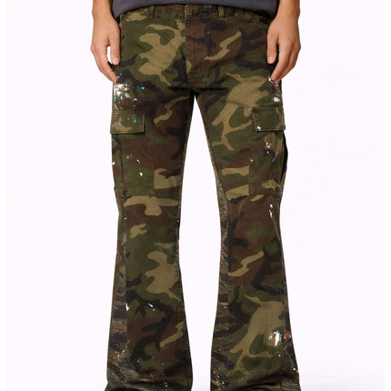 CAMO SPLIT FLARE DENIM