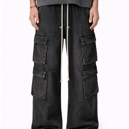 NOIR FLOW DENIM CARGO PANTS