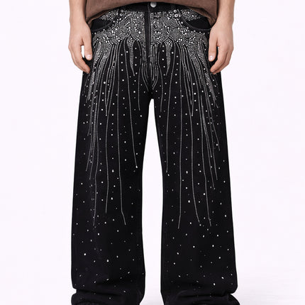 NOIR FLORAL RHINESTONE DENIM