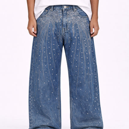 AZUL FLORAL RHINESTONE DENIM