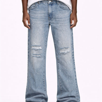 AZUL DISTRESSED SPLIT FLARE DENIM