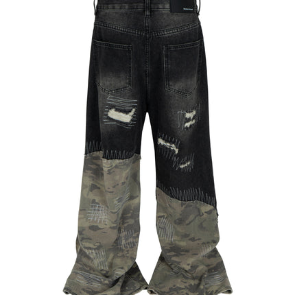 NOIR SCAB CAMO FLARE DENIM