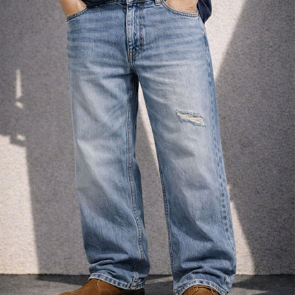LIGHT WAS DISTRESSED RELAXED DENIM