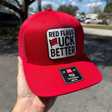 Red Flags Fuck Better Canvas Patch Trucker