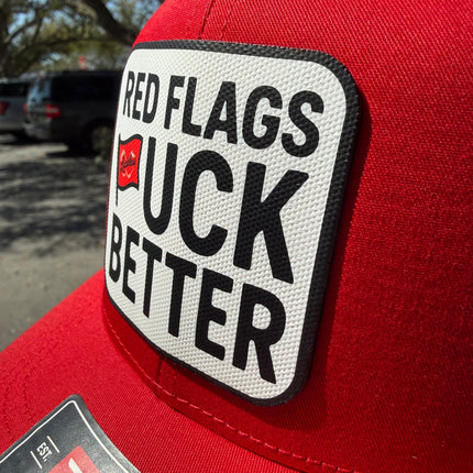 Red Flags Fuck Better Canvas Patch Trucker