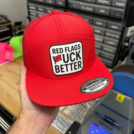 Red Flags Fuck Better | 7 Panel Canvas Patch Hat