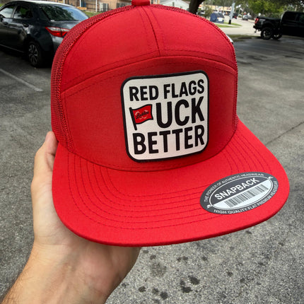 Red Flags Fuck Better | 7 Panel Canvas Patch Hat