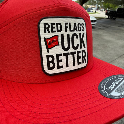 Red Flags Fuck Better | 7 Panel Canvas Patch Hat
