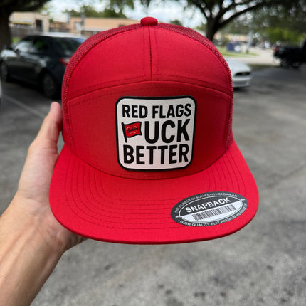 Red Flags Fuck Better | 7 Panel Canvas Patch Hat