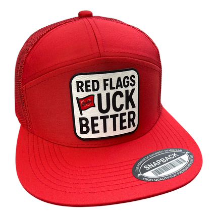 Red Flags Fuck Better | 7 Panel Canvas Patch Hat