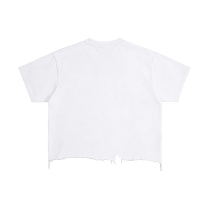 Luv Money White Distressed Hem Washed Shirt Streetwear Cotton 240GSM DTG Print Tee