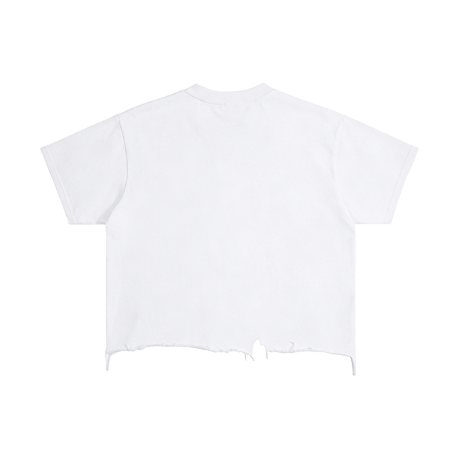 Luv Money White Distressed Hem Washed Shirt Streetwear Cotton 240GSM DTG Print Tee