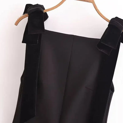 TFMLN Autumn New Women Dress 2024 Slim Chic Sleeveless Dress Bow Casual  Mini Frock Female Fashion Elegant Short Party Dress