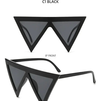 Oversized Triangle Punk Shiled Sunglasses Women Big Frame 2025 Luxury Brand Windproof Eyewear For Ladies UV400 Goggle Shades