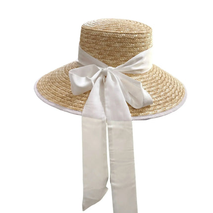 Straw summer hat French elegant ladies seaside travel sun hat Hepburn style wide brim hat  햇빛가리개 모자 모자