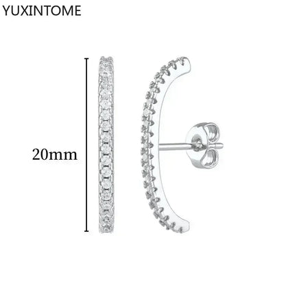 925 Sterling Silver Ear Needle Fashion Hoop Earrings White Crystal Luxury Women's Silver Earrings Wedding Women's Jewelry Gift