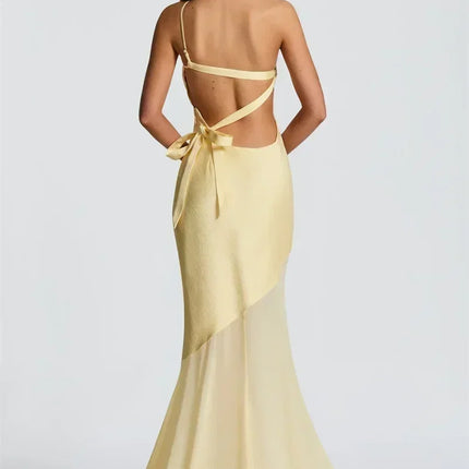 Mozision One Shoulder Backless Sexy Maxi Dress Women Gown Fashion Patchwork Sleeveless Bodycon Club Party Long Dress Elegant