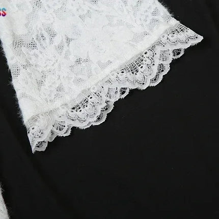 Weird Puss Embroidery Ruffles Dress Women Sexy Deep V-Neck Slits See Through Solid Tassel Petal Cuffs Street Elegance Vestidos