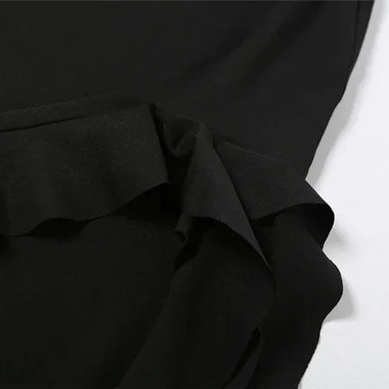 Cryptographic Irregular Ruffle Off Shoulder Sexy Backless Midi Dress for Women Elegant Birthday Vestido Summer Sundresses Ruched
