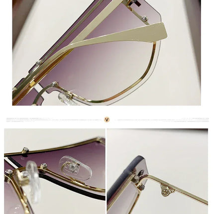 Sunglasses Integrated Frame High-end Frameless New Sunglasses Metal Polygonal Fashion Glasses 90288